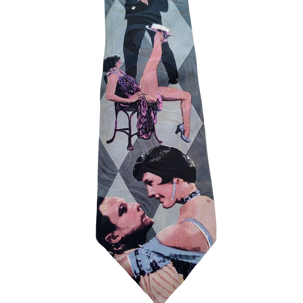 Resilio Singin in the Rain Silk Tie 1992 Turner Entertainment Grey Harlequin